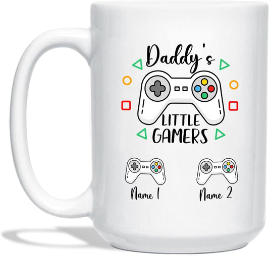Personalized Gamer Dad Mug - Custom Kids Names Ceramic Gift