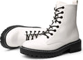 Womens Ankle Combat Boots with Side Zipper - Stylish Lace-Up Booties