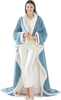 Wearable Electric Blanket with Foot Pocket - Cozy Sherpa Throw