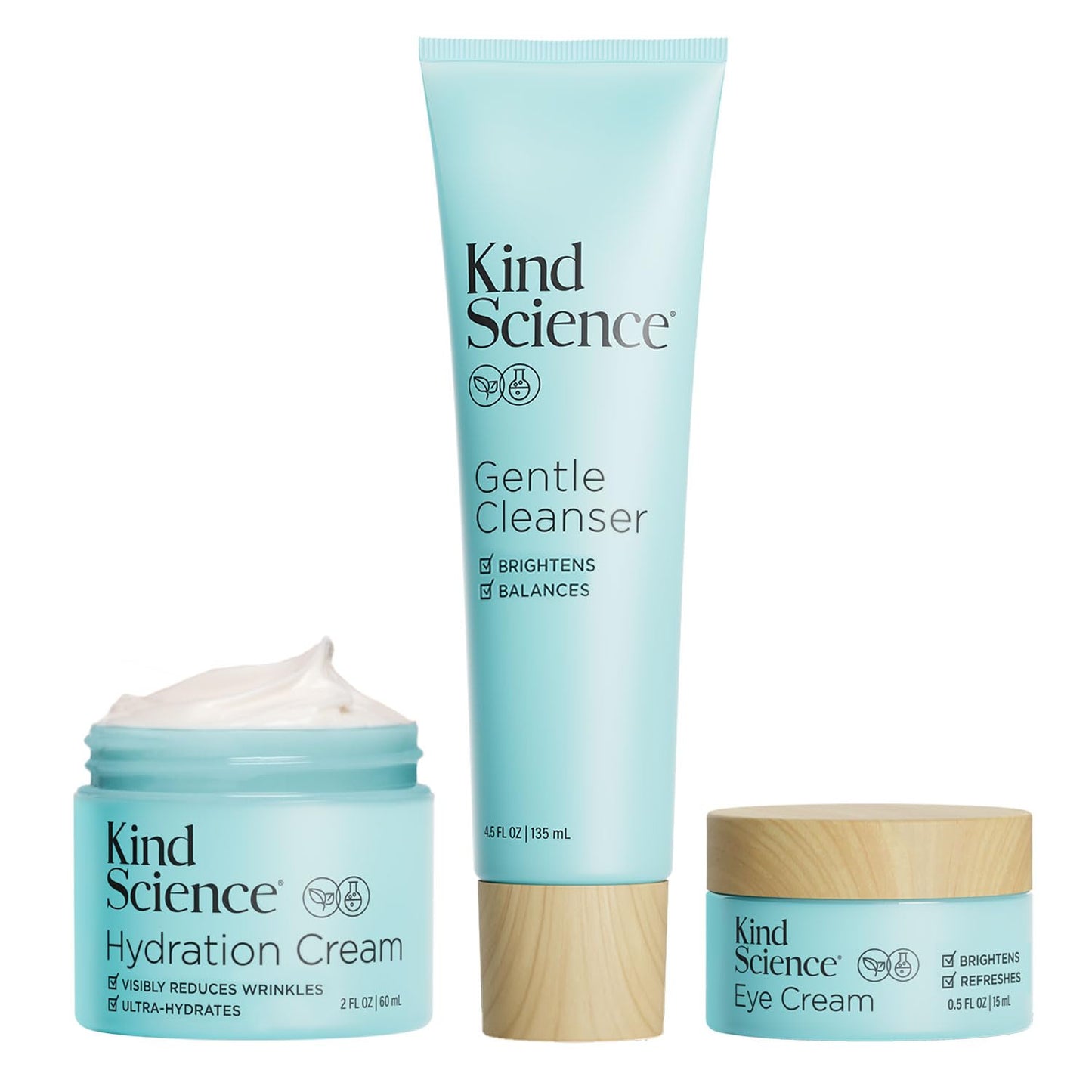 Kind Science 3-Piece Skin Care Set for Gentle Hydration
