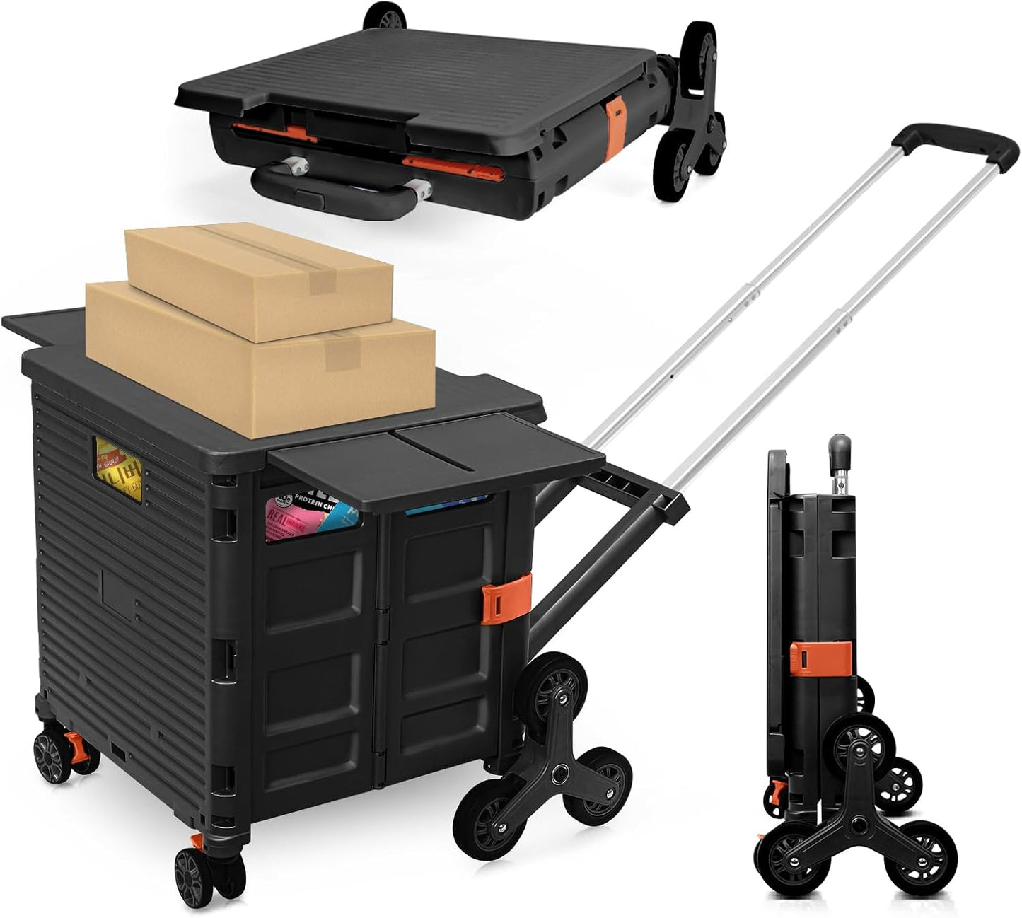 Foldable Utility Cart with Stair Climbing Wheels for Easy Transport