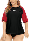 Women's Plus Size Short Sleeve Rashguard UPF 50 - Loose Fit Swim Shirt