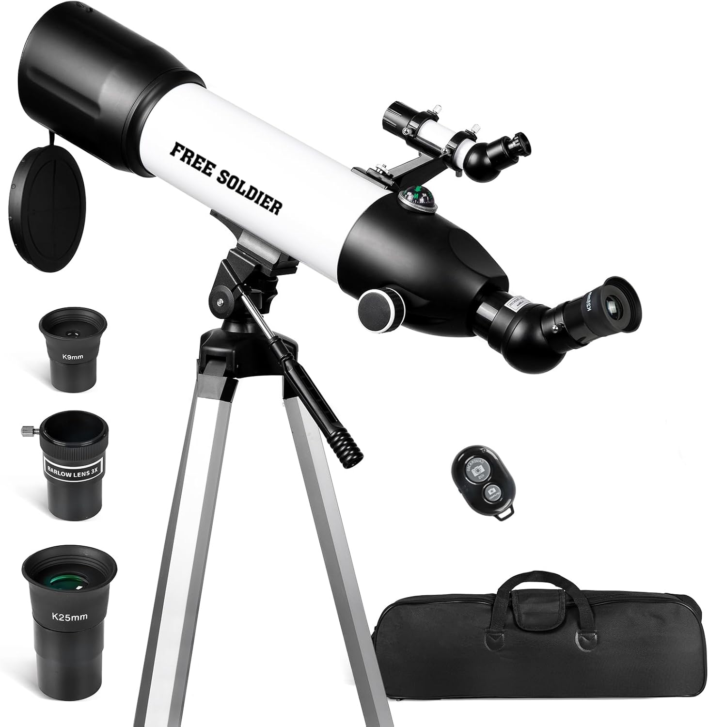 FREE SOLDIER 80mm Aperture Refractor Telescope for Stargazing