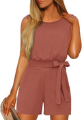 Vetinee Womens Summer Belted Romper Keyhole Back - Sizes XS-XXL