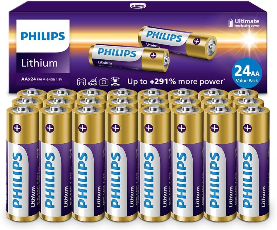 PHILIPS AA Lithium Batteries 24 Pack - Ultimate Power Boost