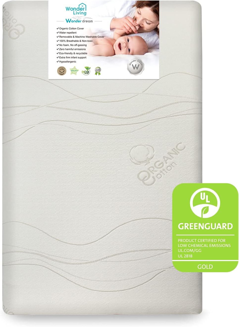 Wonder Dream Mini Crib Mattress with Organic Cotton Cover