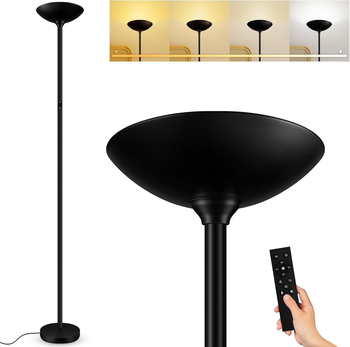 Stepless Dimmable Floor Lamp for Brightness & Color Control