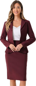 Allegra K 2 Piece Suit Skirt Set - Blazer and Pencil Skirt for Office
