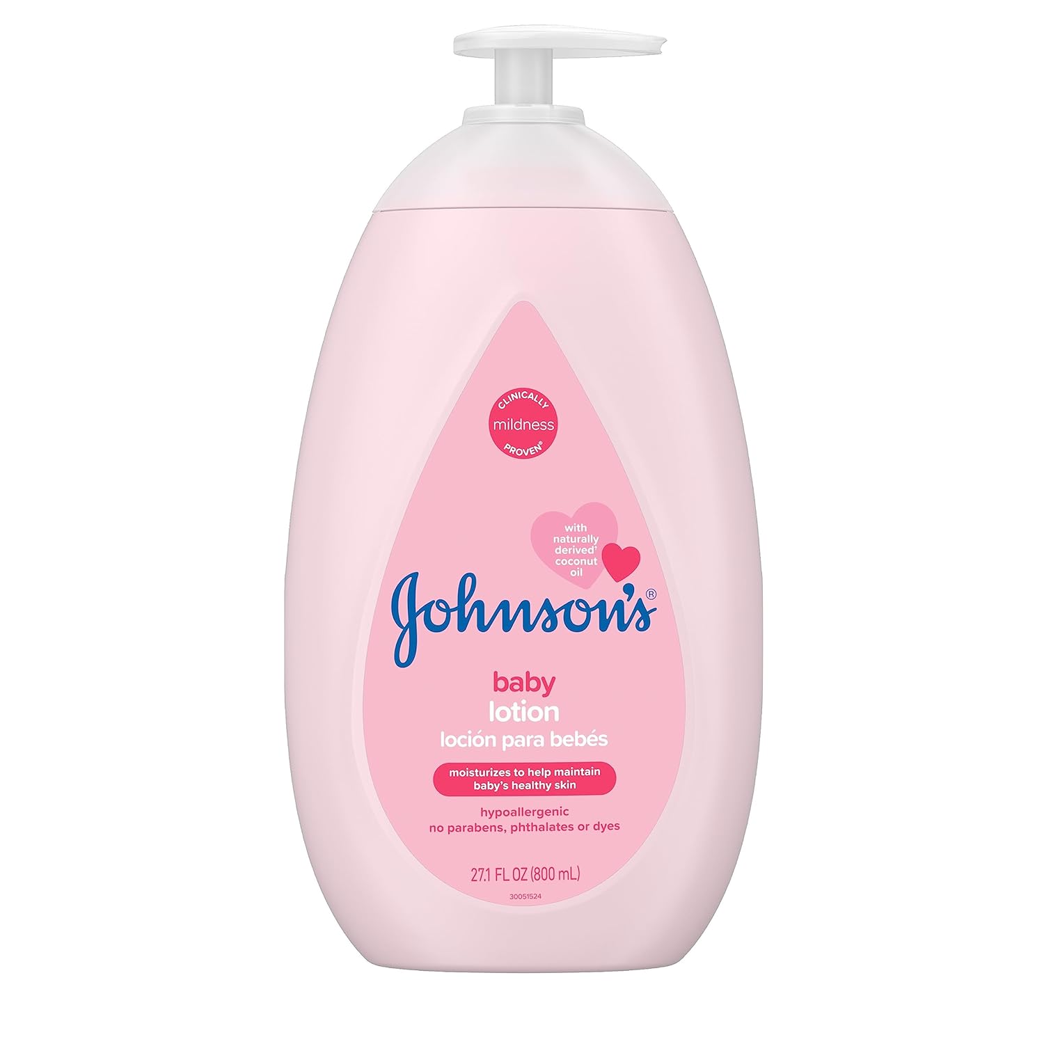 Johnson's Mild Pink Baby Lotion, Coconut Oil Moisture, 27.1 Fl Oz
