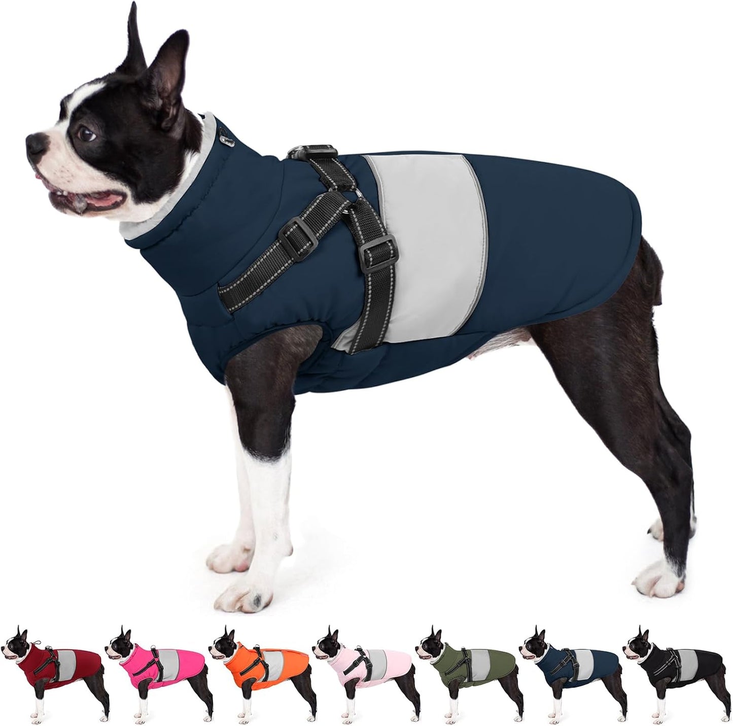 AOFITEE Waterproof Dog Coat with Built-in Harness for Winter