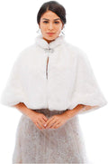 Women's Faux Fur Shawl and Wrap for Brides - Warm Bridal Stole