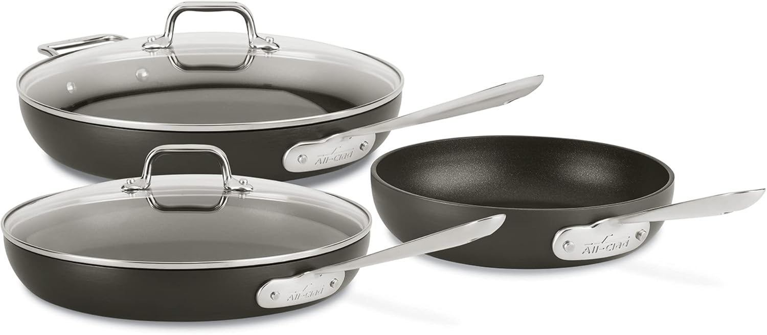 All-Clad HA1 Hard Anodized Nonstick Fry Pan Set for Cooking
