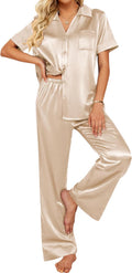 Silk Pajamas for Womens Set - Soft Satin Button Down Two-Piece