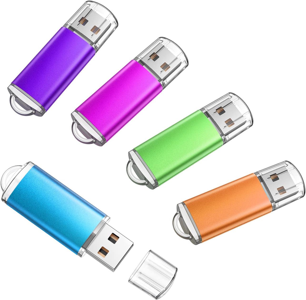 128GB Flash Drive 5 Pack USB 2.0 Memory Stick Multicolored