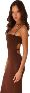 Women's Cutout Backless Maxi Dress Sexy Sleeveless Tight Slip - Chic