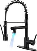 Qomolangma Commercial Kitchen Sink Faucet with Pull Down Sprayer - LED
