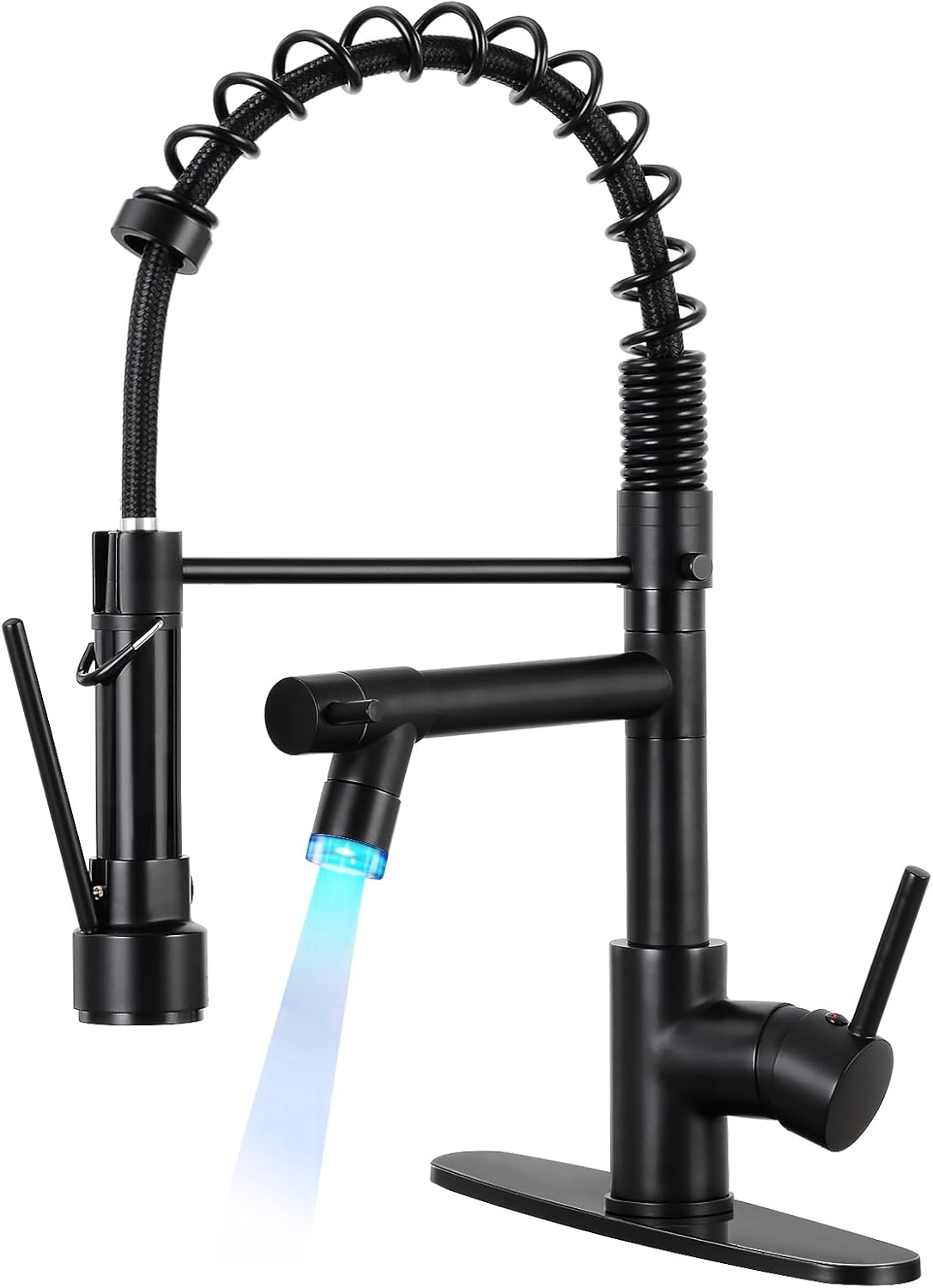 Qomolangma Kitchen Sink Faucet with Pull Down Sprayer and LED