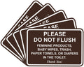 Please Do Not Flush Sign 4in x 6in 5 Pack - Prevents Clogs in