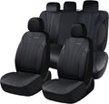 Black Leather Car Seat Covers Full Set 5 Seats - Airbag Safe Fit