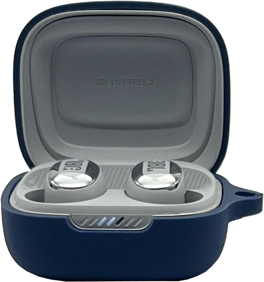 Blue Silicone Case for JBL Live Free 2 & Pro 2TWS - Keychain Included