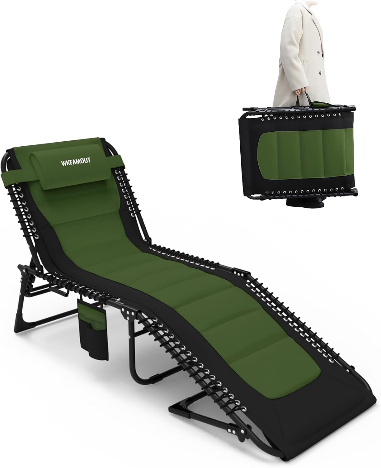 Outdoor Folding Lounge Chair with Adjustable 5-Position Recline