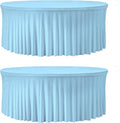 2 Pack Baby Blue 60 in Round Spandex Tablecloth - Stretchy Fitted Set