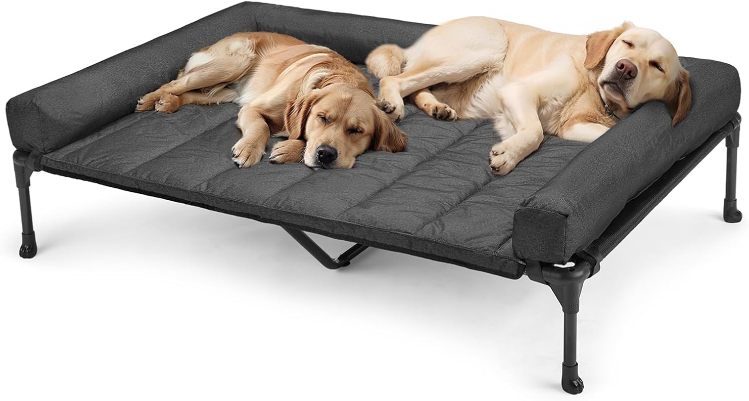 Veehoo Cooling Elevated Dog Bed with Removable Bolster Cushion