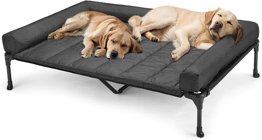 Veehoo Cooling Elevated Dog Bed with Removable Bolster Cushion