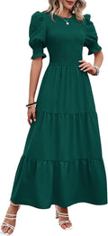 Women Casual Summer Maxi Dress 2025 - Smocked Floral Boho Fit