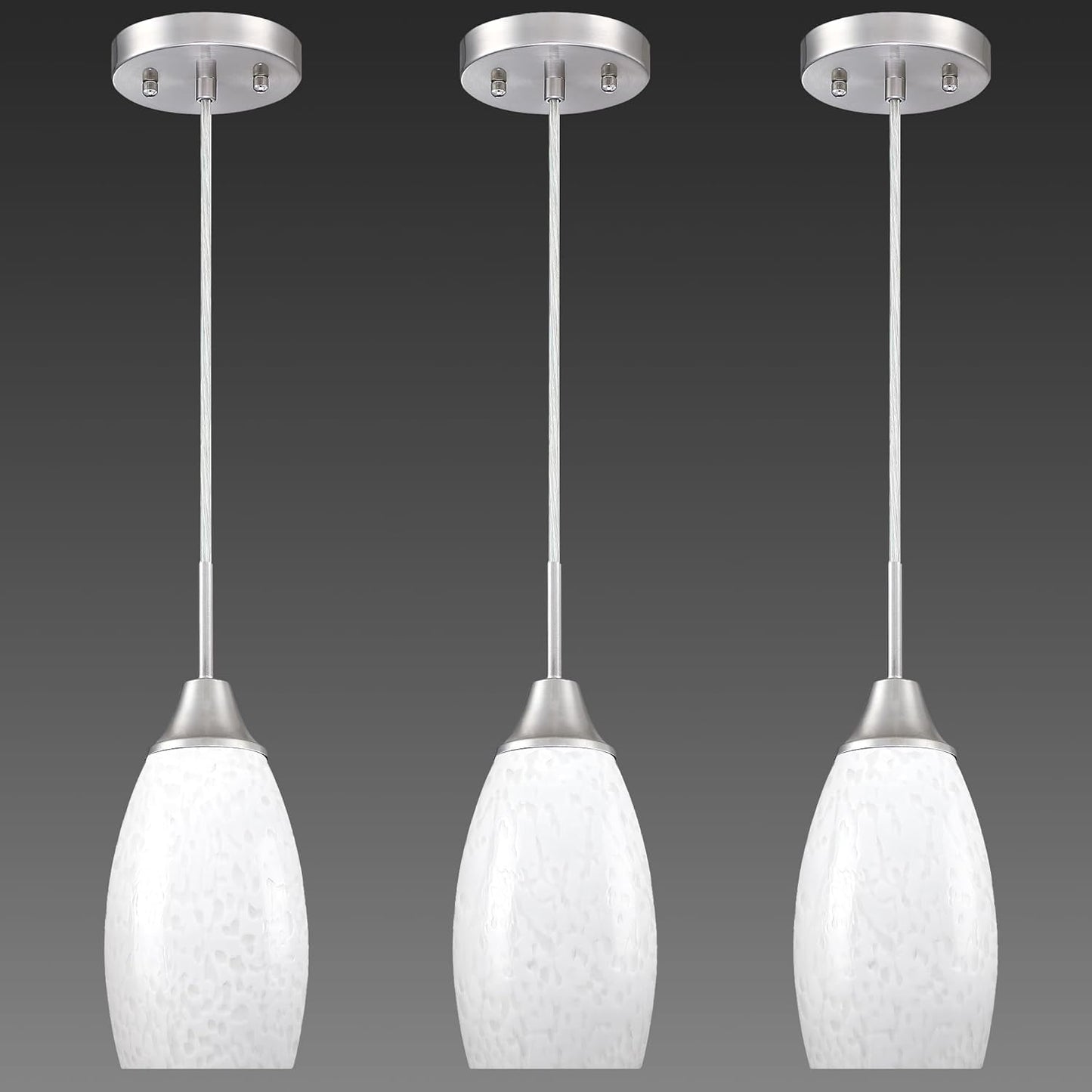 Mini Glass Pendant Light 4.72in Handblown Milk White Art Glass