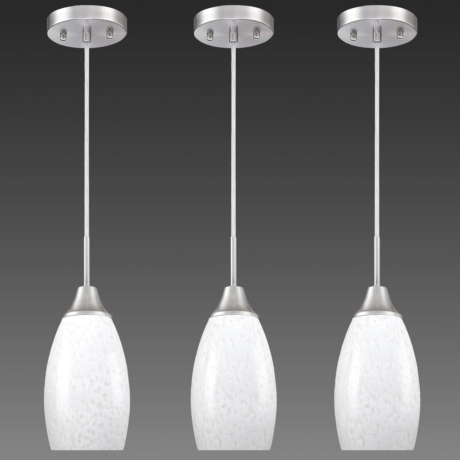 Mini Glass Pendant Light 4.72in Handblown Milk White Art Glass