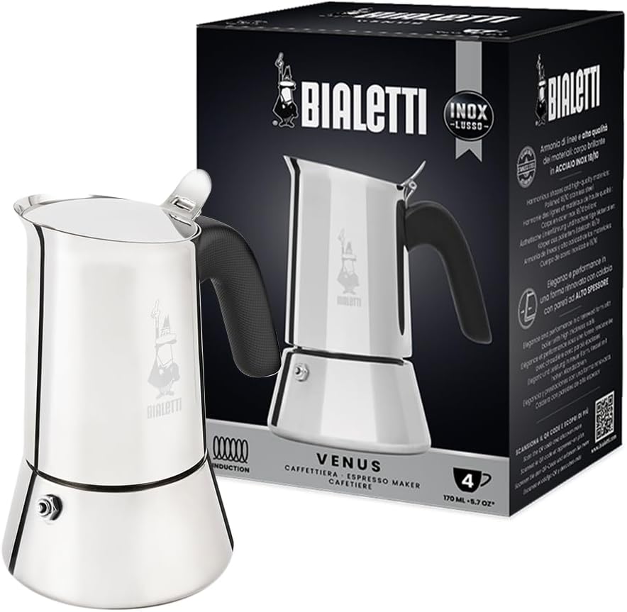 Bialetti New Venus Induction Stovetop Coffee Maker for 4 Cups