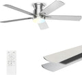 52 in Flush Mount Ceiling Fan with Lights - Silver Nickel Low Profile