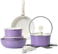 15Pcs Purple Non Stick Pots and Pans Set with Detachable Handle