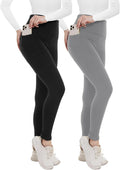 Fleece Lined Leggings for Women - 2 Pack Thermal High Waisted Opuntia