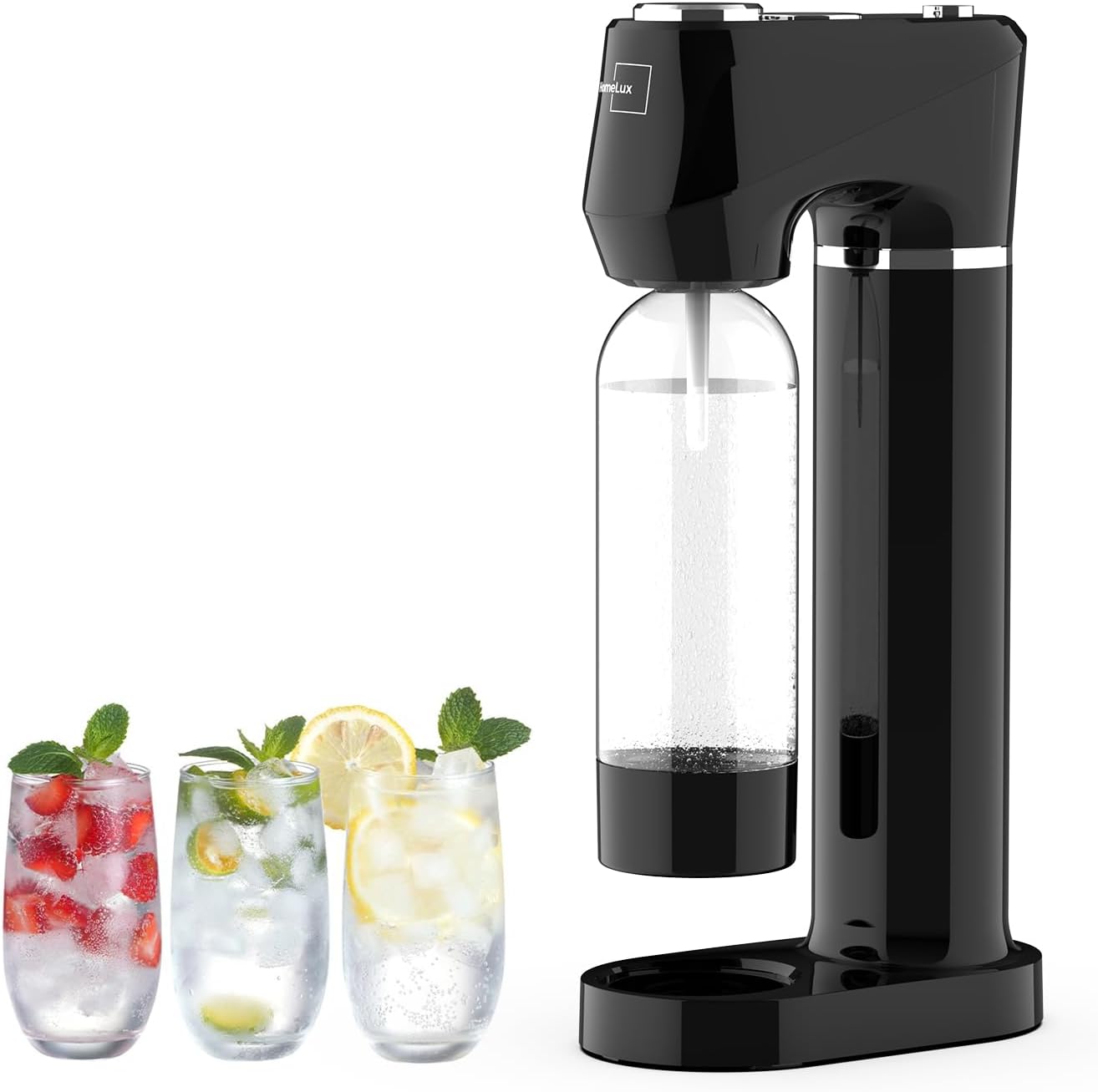 HomeLux Sparkling Water Maker with 2 Bottles - Effortlessly Create Fizzy Drinks at Home!