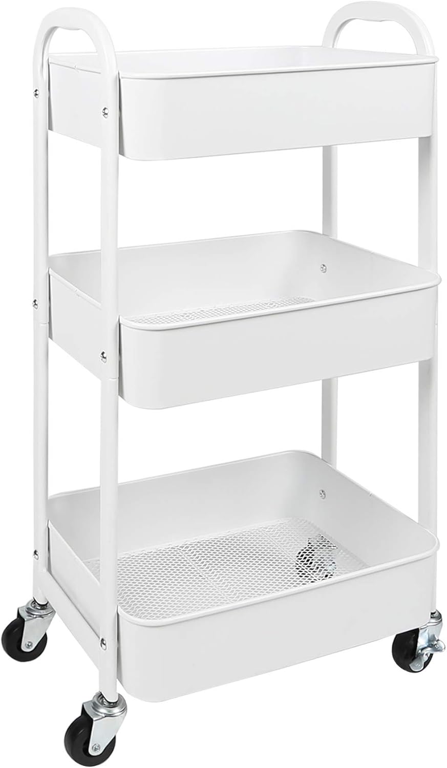 MAX Houser 3-Tier Rolling Utility Cart for Kitchen and Bathroom