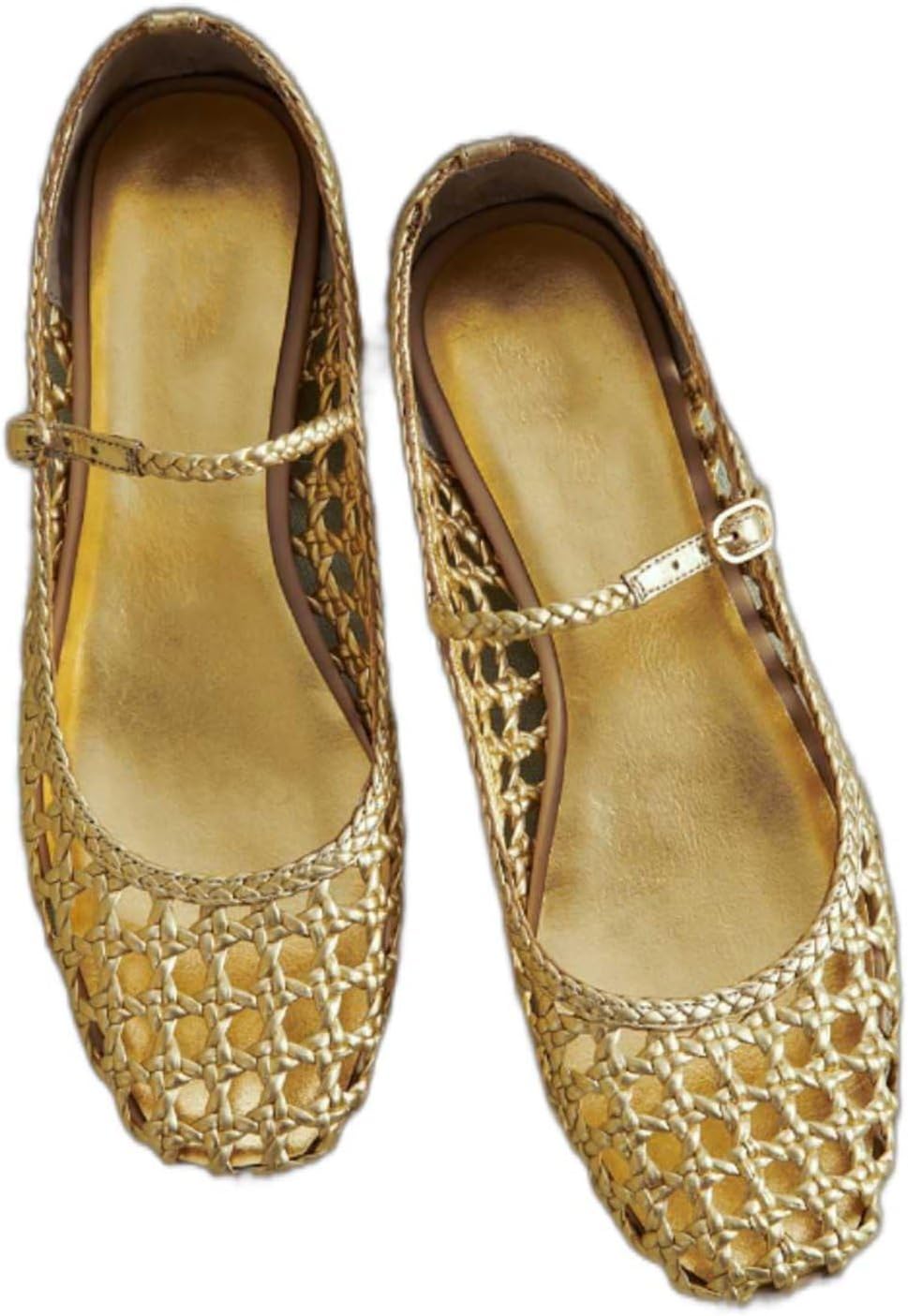 Woven Mesh Ballet Flats for Women - Comfortable Mary Jane Style