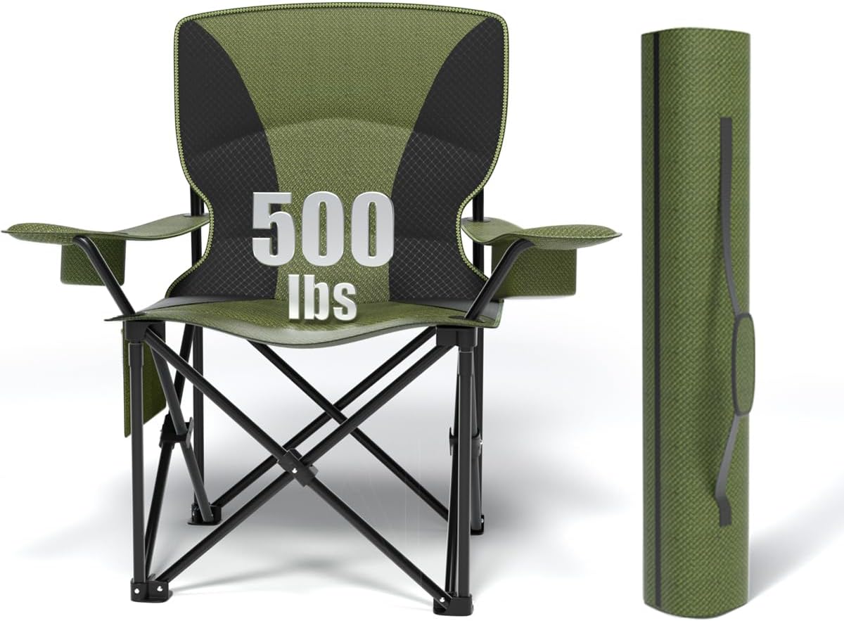 Heavy Duty Folding Chair 500LB Capacity for Outdoor Adventures
