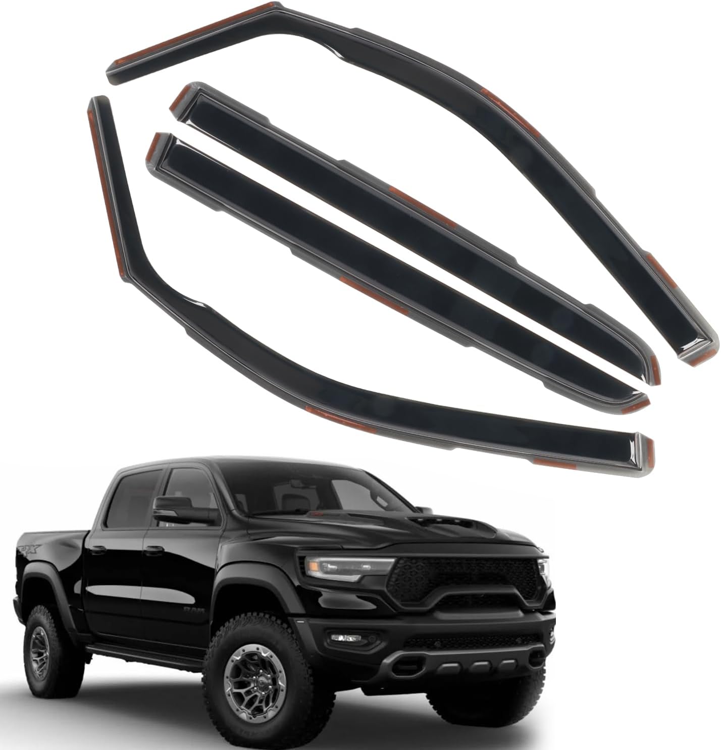 4pcs In Channel Window Rain Guards for 2019-2025 Dodge Ram 1500