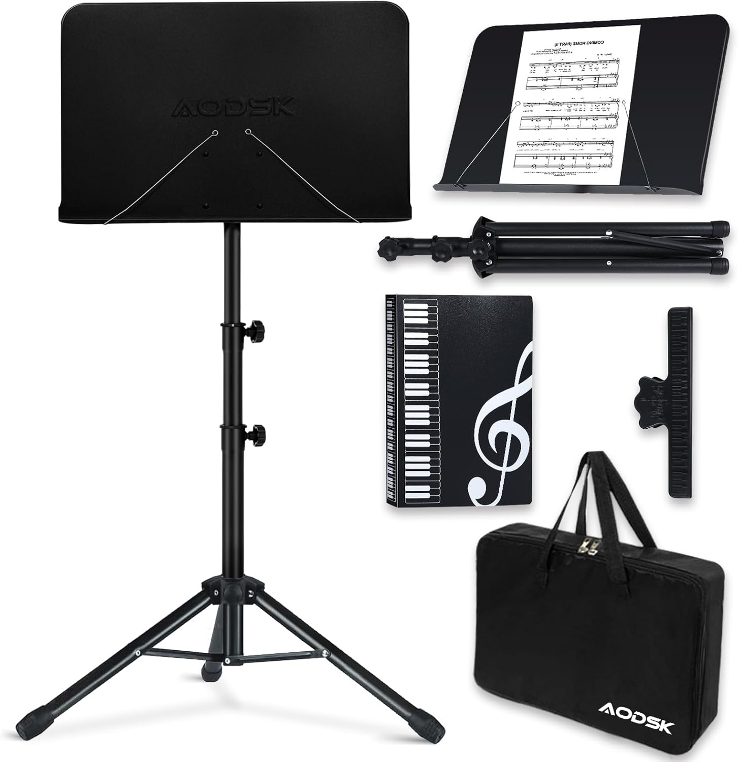 Portable Dual-Use Music Stand with Book Holder