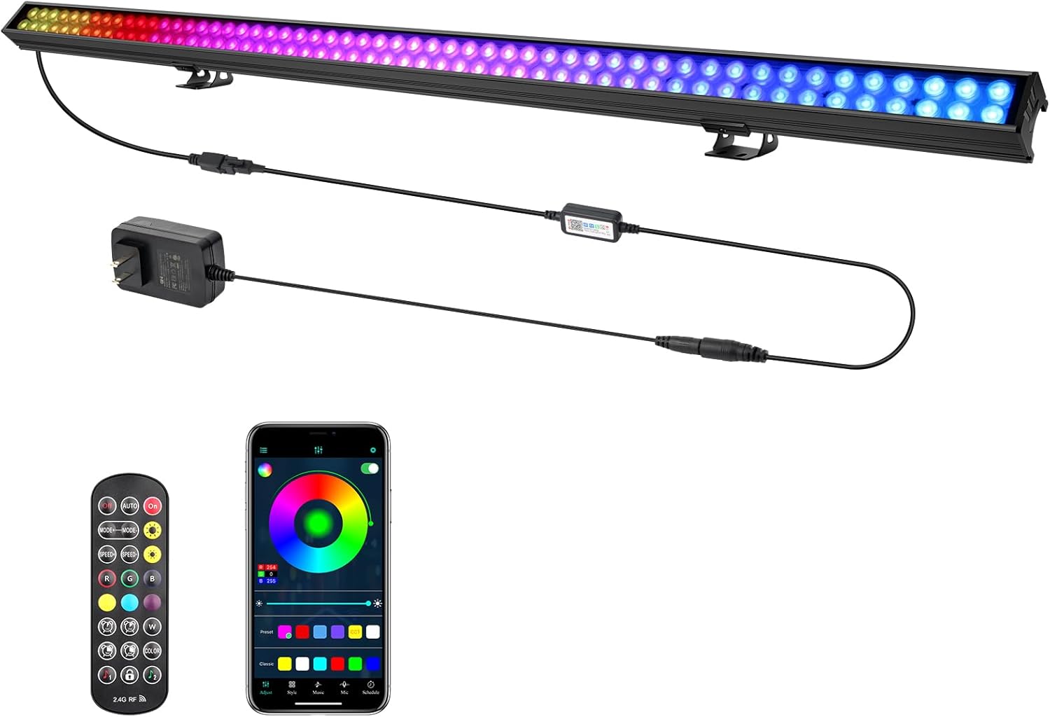 60W RGB Stage Wash Light Bar with Smart APP & Remote Control