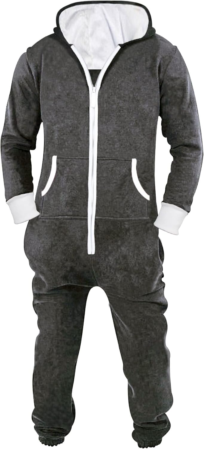 Skylinewears Mens Jumpsuit Non Footed Pajama Cozy One Piece