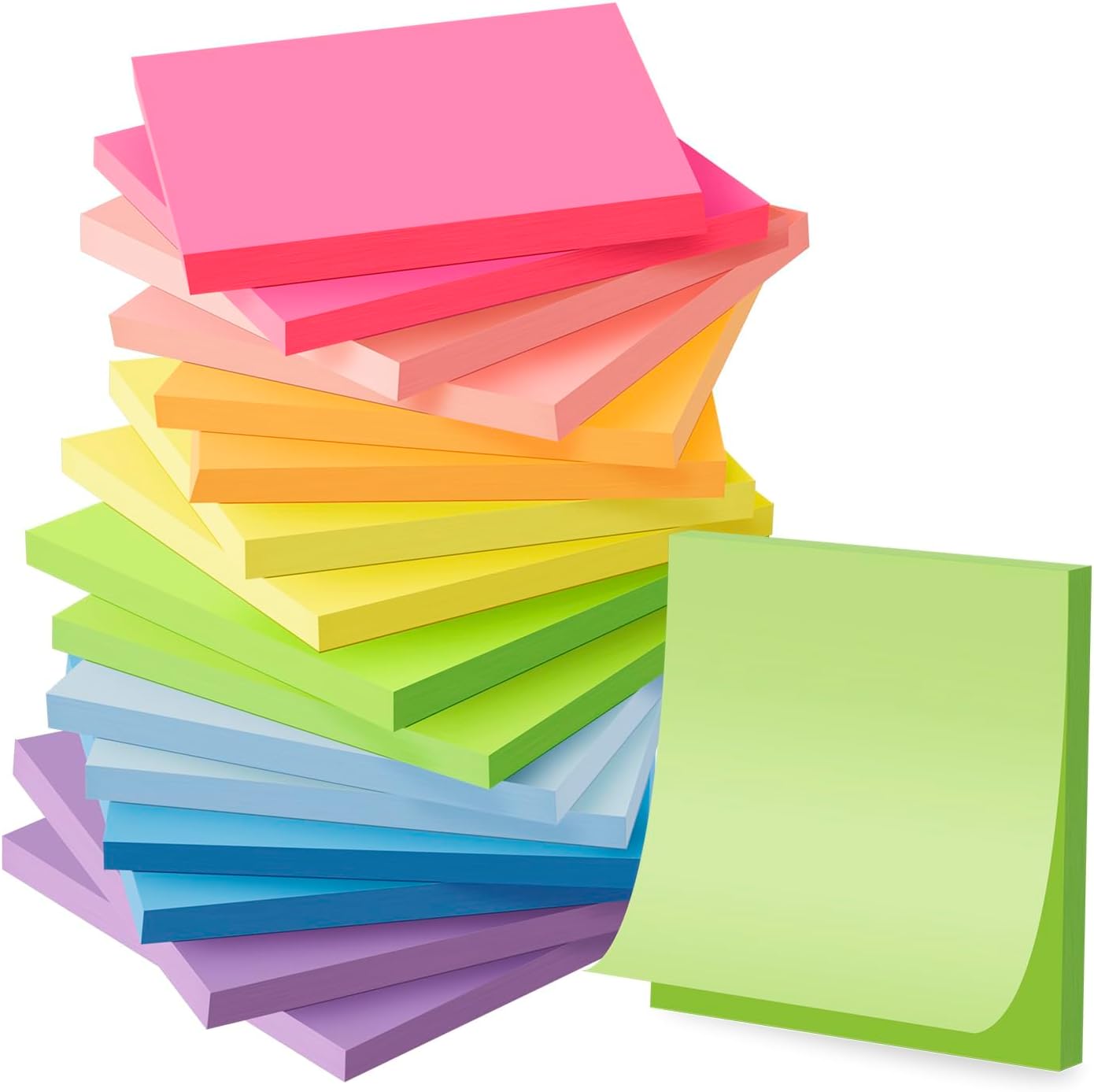 Kozerite 3x3 Bright Sticky Notes 16 Pack - Easy Post, Recyclable