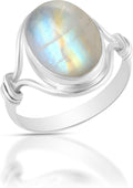Solid 925 Sterling Silver Moonstone Ring for Women - Statement