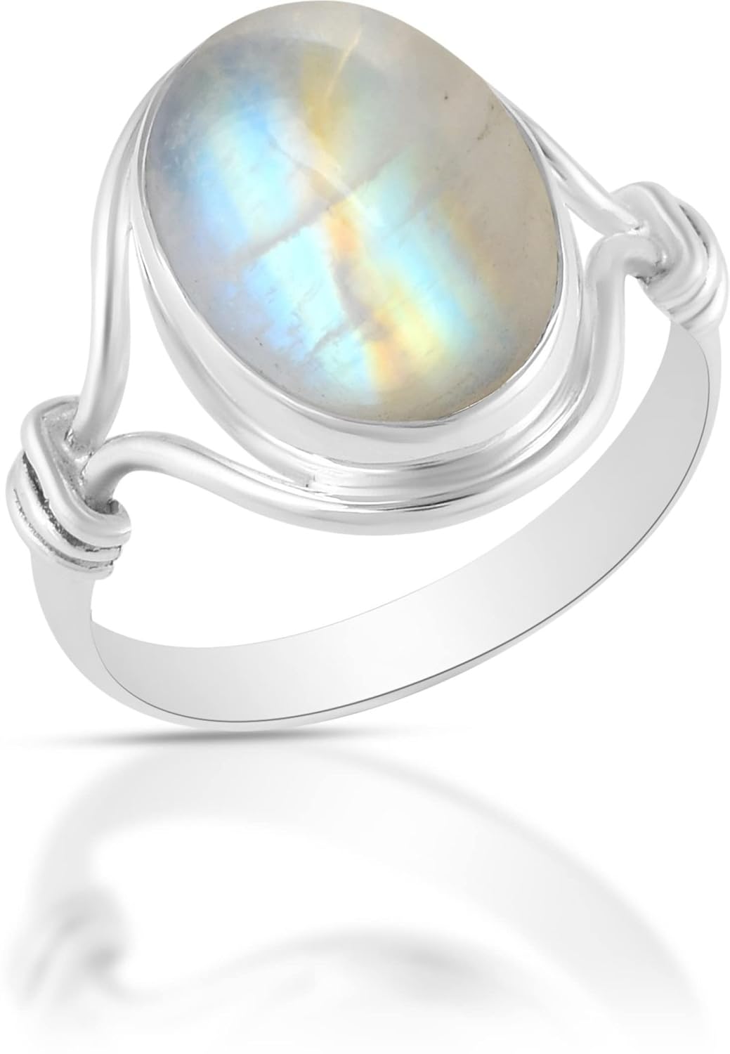 Genuine Moonstone Ring in Sterling Silver for Women's Style
