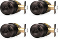 Probrico Oil Rubbed Bronze Door Knobs 4 Pack - Privacy Interior Set