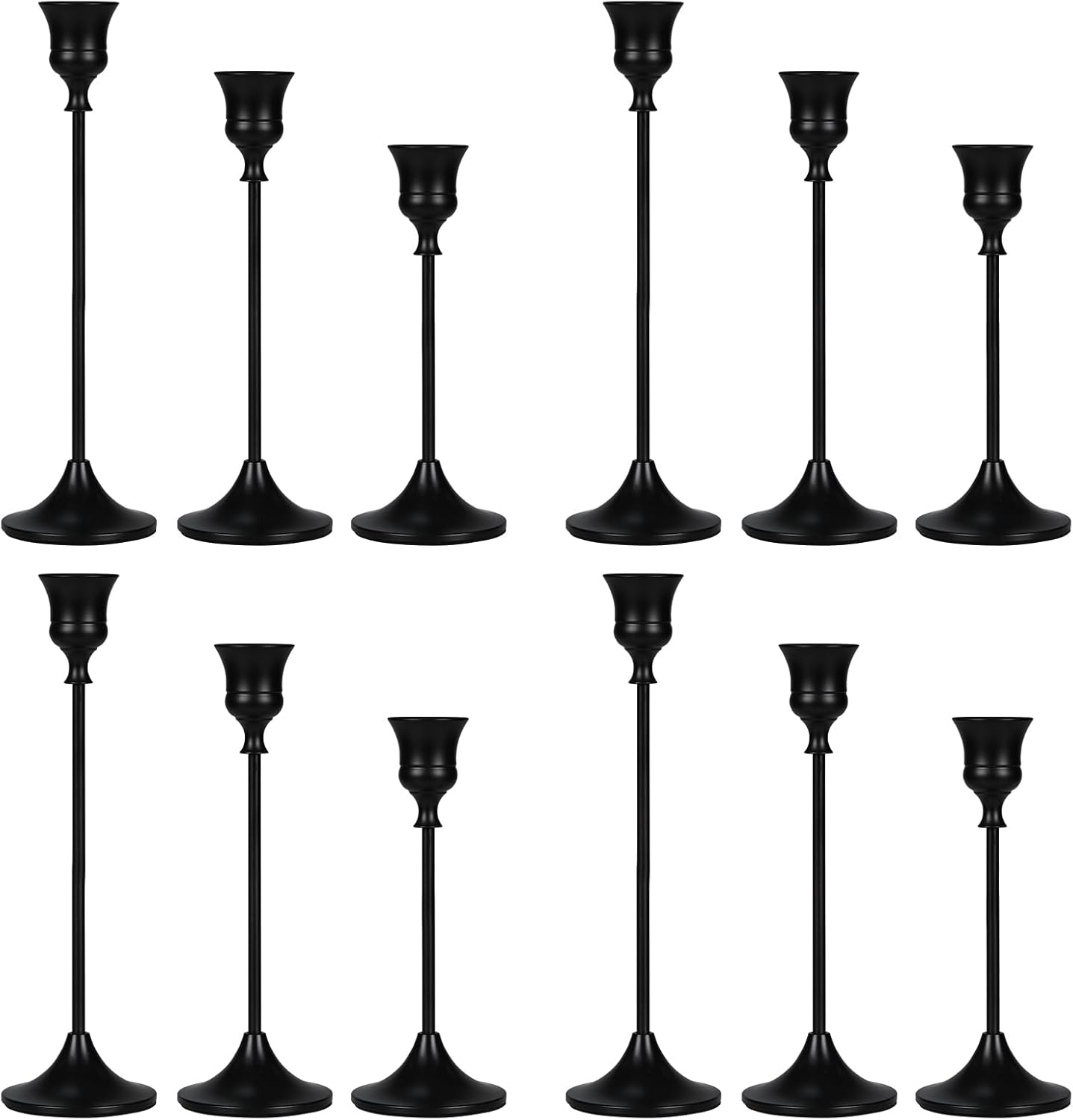Candlestick Holders Black - 12 Pack Taper Candle Holders