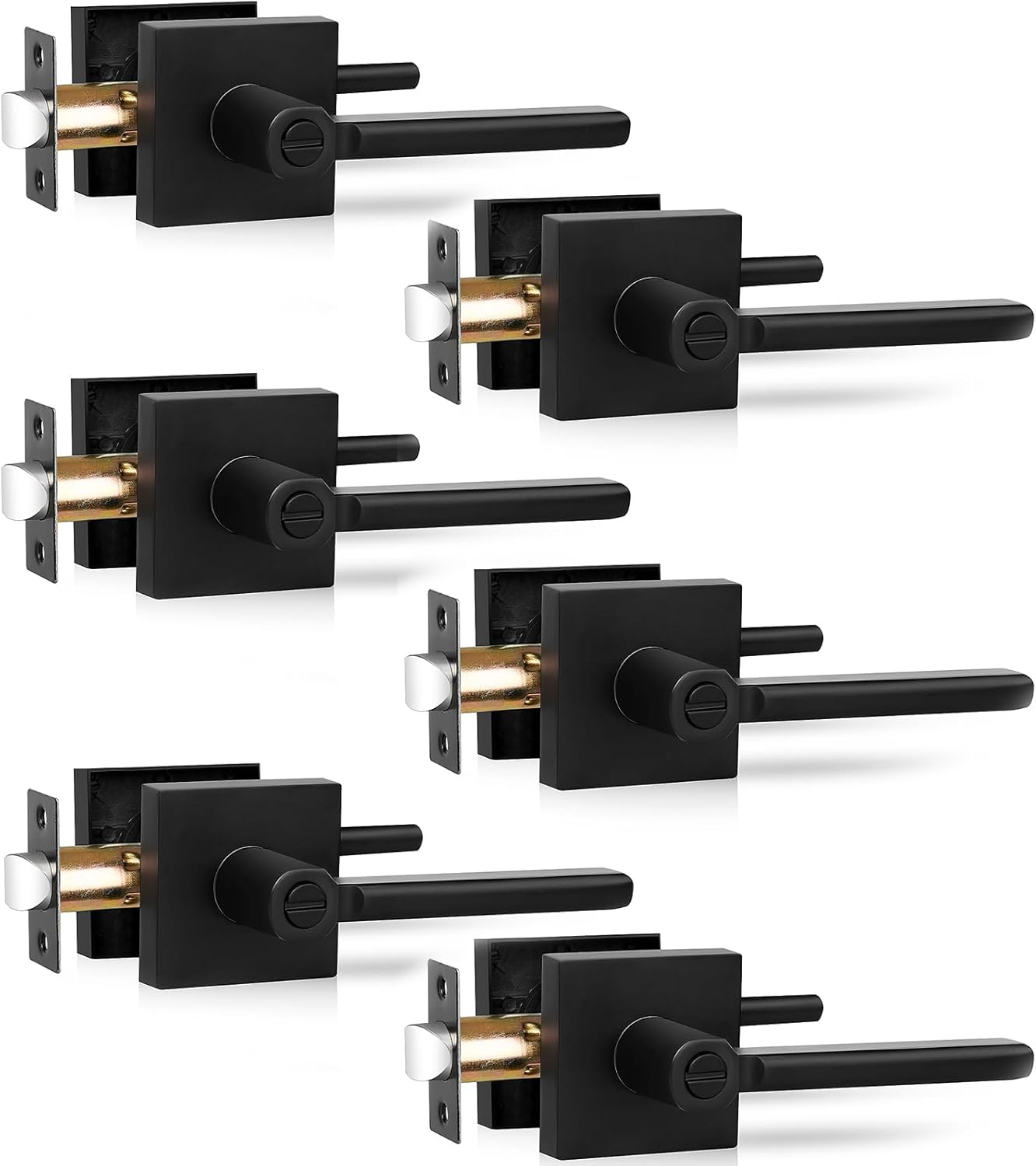 Privacy Door Levers for Bed and Bath - Heavy Duty Black Knobs