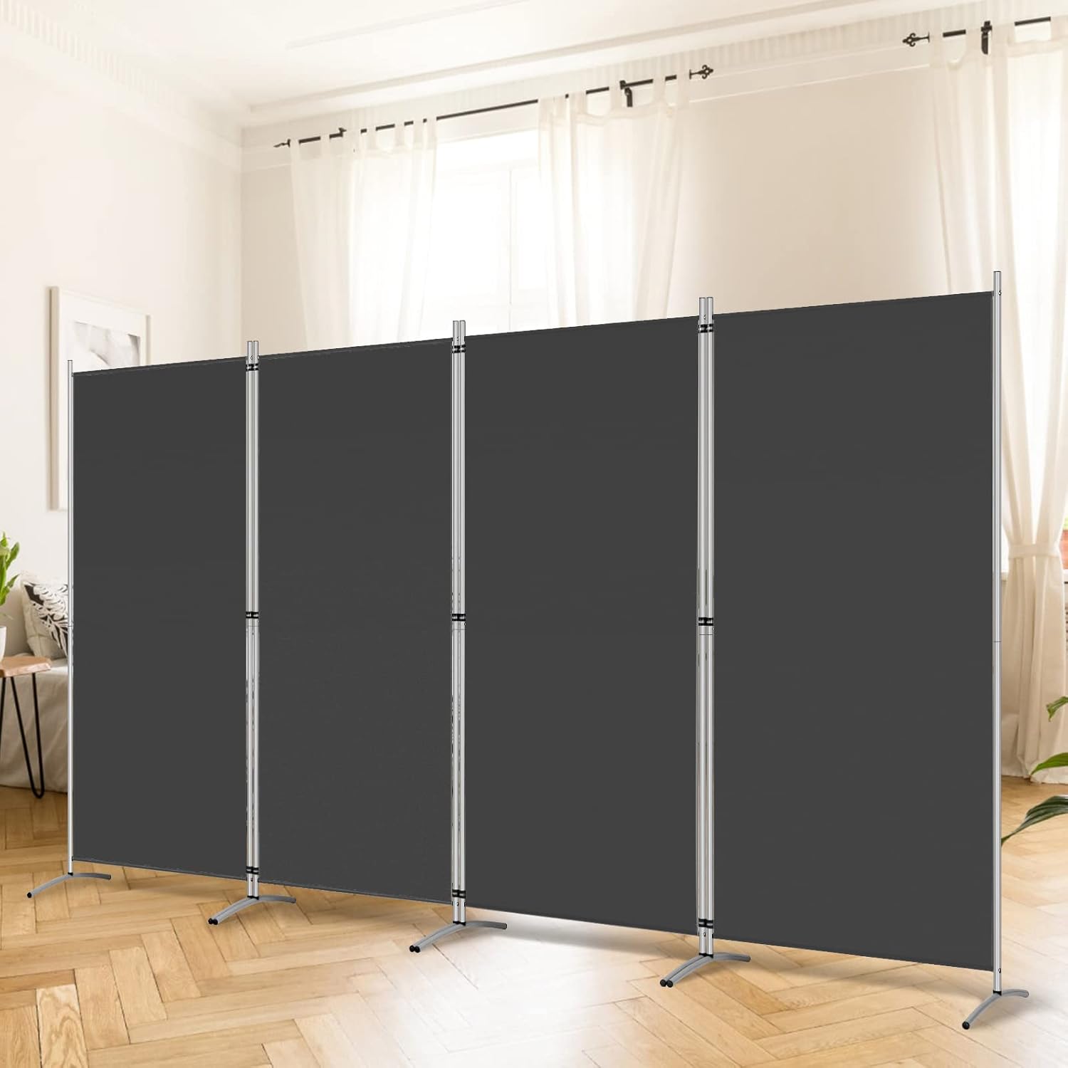 RANTILA 4 Panel Room Divider - 6 Ft Tall Folding Privacy Screen